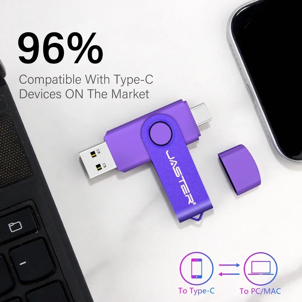 TYPE-C USB Flash Drive 128GB ความจุจริงไดรฟ์ปากกา 64GB ฟรี Key CHAIN Memory Stick ธุรกิจสร้างสรรค์ของขวัญสีแดง U Disk สีฟ้า 32G
