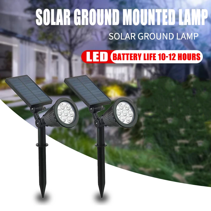 Holofote solar para jardim ao ar livre, luz para gramado, à prova d'água, inserção de piso, decoração de pátio, atmosfera de paisagem, luz de árvore