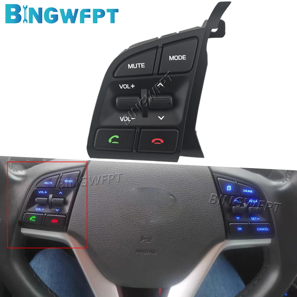 For Hyundai Tucson 2015-2019 96710-D3500 Steering Wheel Remote Control Switch Volume AdjustButton Bluetooth Button Music Switch