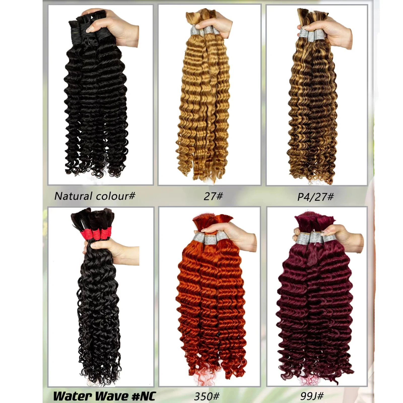 P4/27 Highlight BULK Human Hair ไม่มี Weft 1 Bundle 50g Deep WAVE มนุษย์ผมสําหรับ Braiding CURLY Extensions สําหรับ Boho Braids