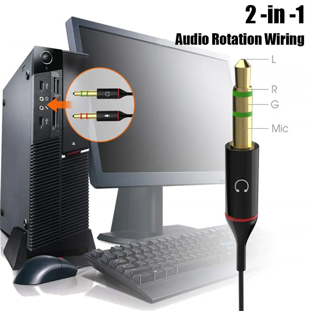 Divisor convertidor de Audio para micrófono de auriculares para ordenador 3,5mm hembra a 2 doble 3,5mm macho auriculares micrófono Audio Y divisor