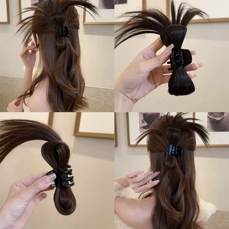 H&STAR Peruca Sintética Rabo de Cavalo Top Garra de Cabelo Feminino Curto Reto Invisível Peruca Rabo de Cavalo para Mulheres
