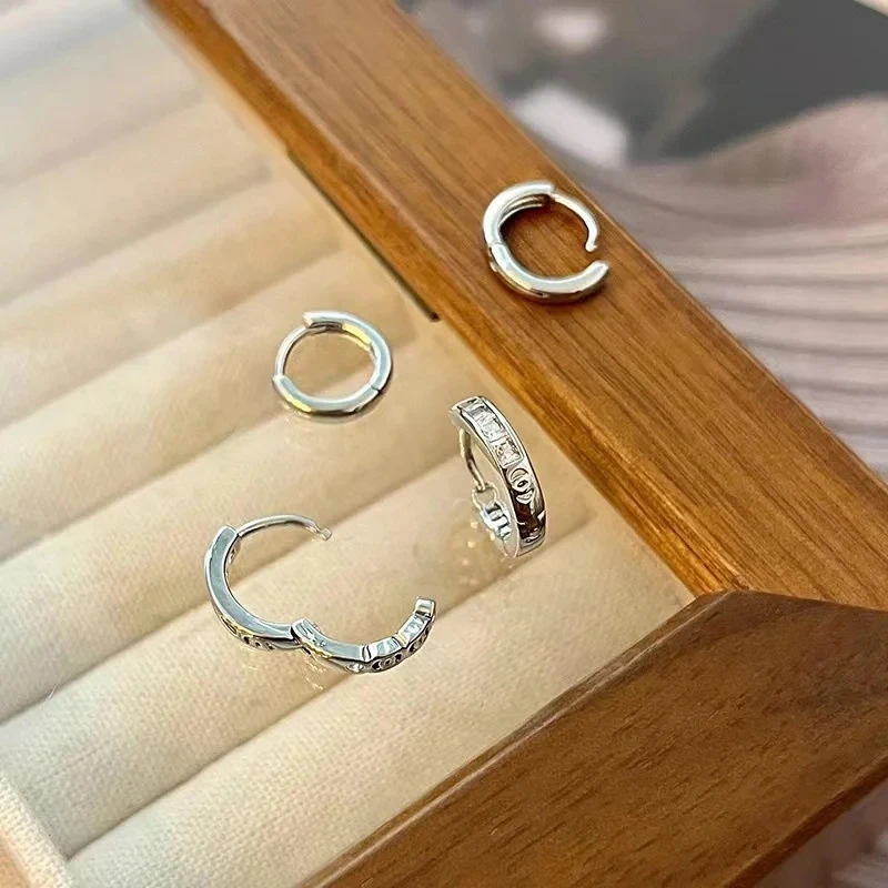 4 ชิ้น/เซ็ตสแตนเลสความงามZirconคริสตัลHoopต่างหูสําหรับผู้หญิงEgirlใหม่Y2K Coolสวมใส่ทุกวันเครื่องประดับอุปกรณ์เสริม