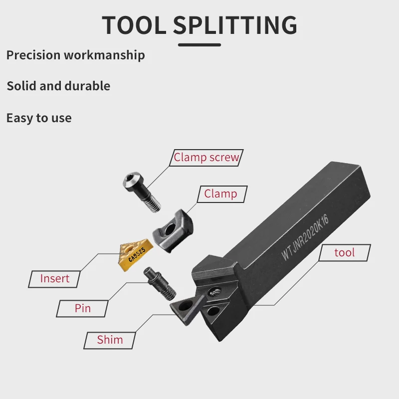 WTJNR2020K16 WTJNR 1616H16 WTJNR2525M16 External Triangul Turning Tool Holder TNMG Carbide Inserts Lathe Cutting Tools Set