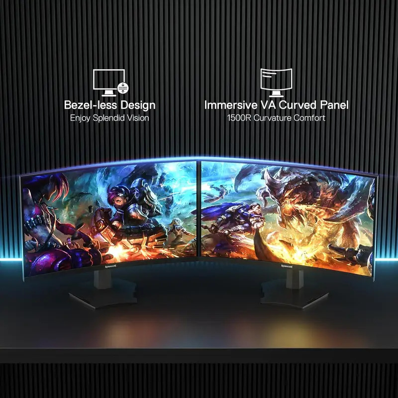 Redragon 27" 144hz/165HZ Curve Gaming Monitor, QHD 2K (2560X1440) IPS Frameless Computer Monitor