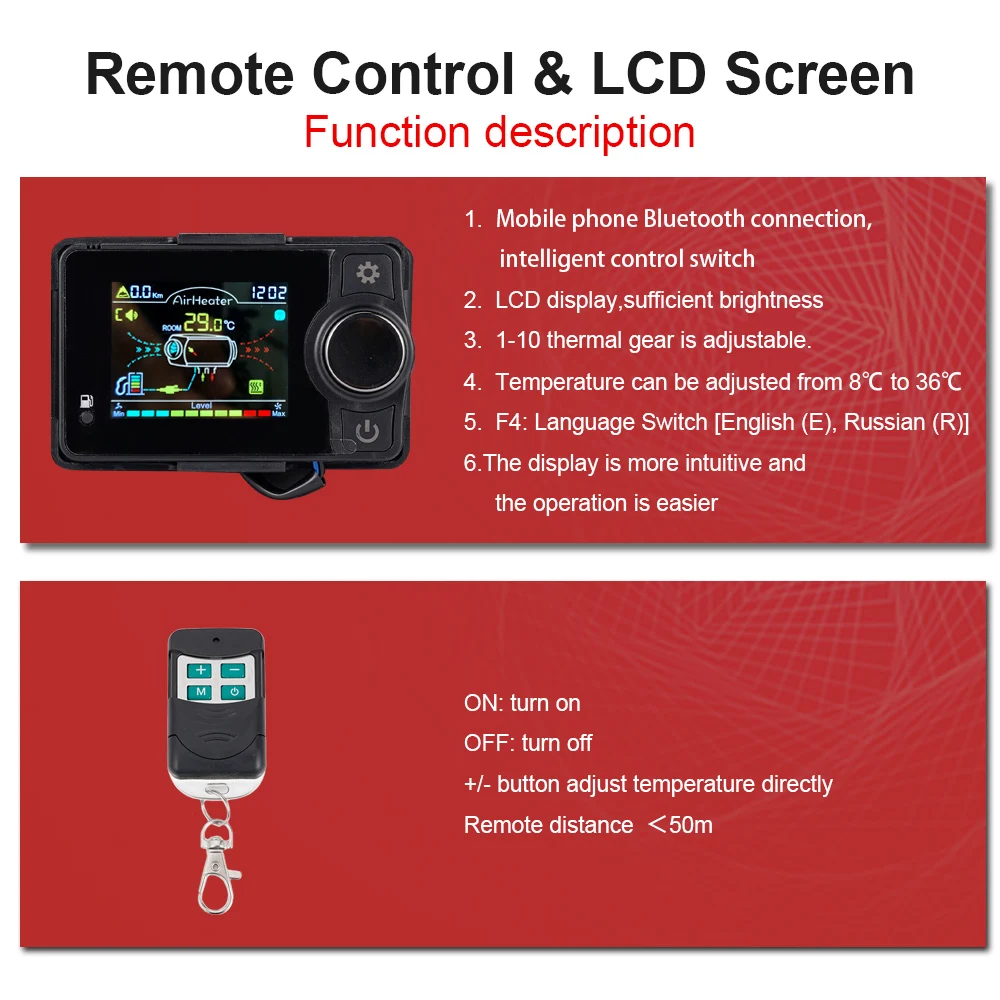 12V Car Air Parking Heater Monitor Switch Manual Buttons Remote Controller LCD Display For Truck Air Diesel Heater Accessories