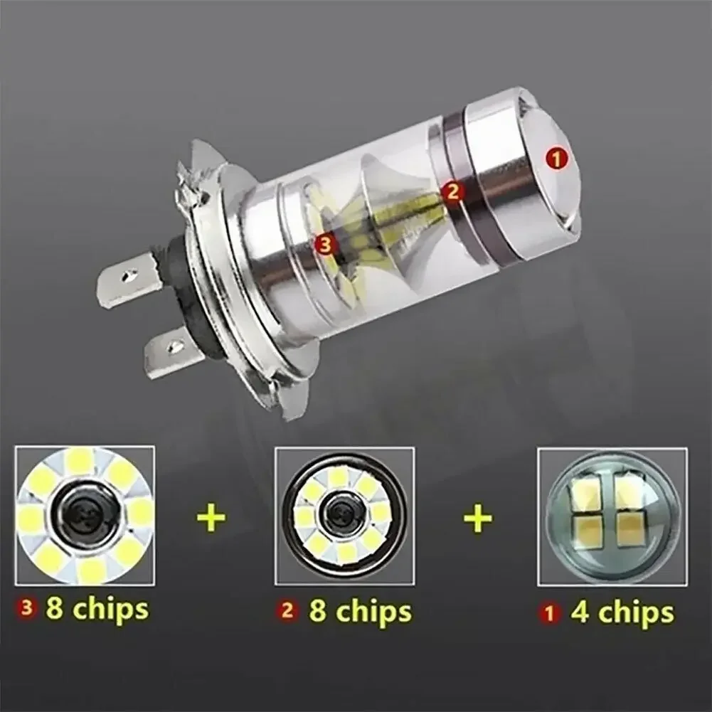 100W H4 H7 Super Bright 20Smd Led Car Daytime Running Fog Fog แผ่นเรืองแสง6000K Auto ขับรถไฟหน้าสูง low Beam หลอดไฟ