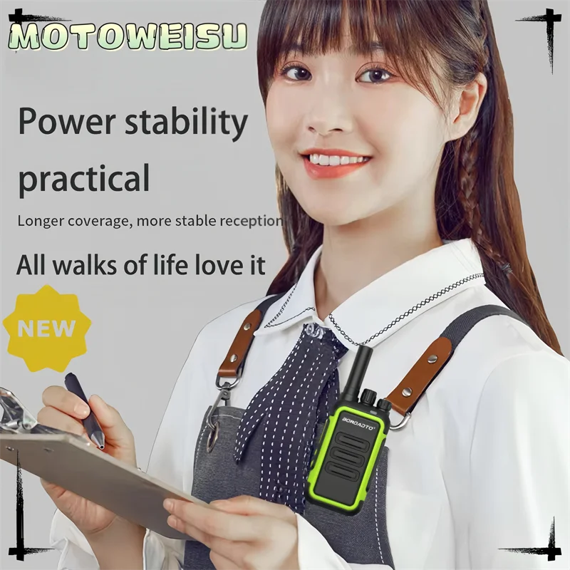 Portable Two-Way Radio 2PCS Mini Walkie Talkie UHF PMR Transceiver Rechargeable Type-C 10KM Long Range Hotel Business Outdoor