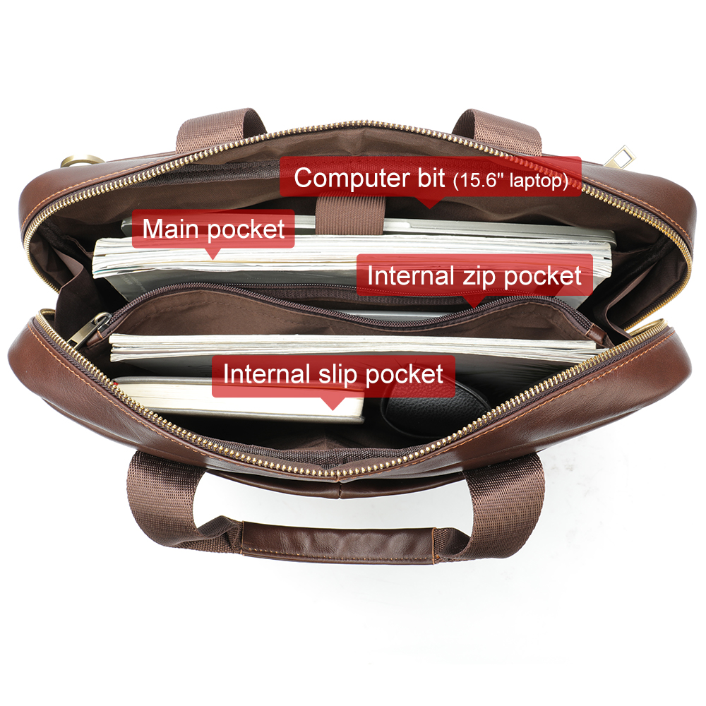 WESTAL Borsa per laptop da 15 pollici per valigette da uomo Valigetta direzionale da uomo in vera pelle Portafolio Borse per computer da uomo d'affari