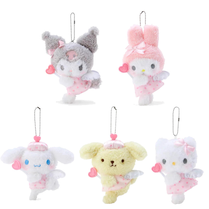 Sanrio bonito sonho anjo série kuromi melodia olá kitty cinnamoroll pochacco pingente de pelúcia chaveiro decoração presentes de natal