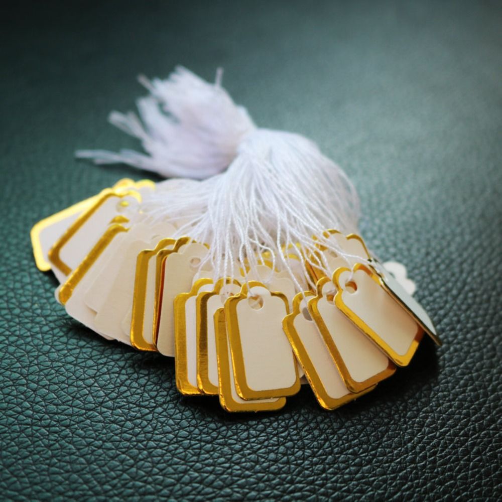 100 шт., ярлыки для ювелирных изделий, с золотистыми/серебристыми краями