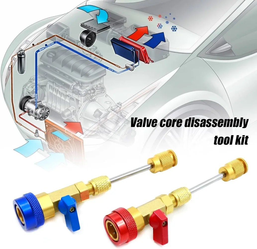 AC Valve Core Removal Tool, R134a R1234yf R22 Valve Core Remover Installer Tool Kit for Automotive Air Conditioning Systems