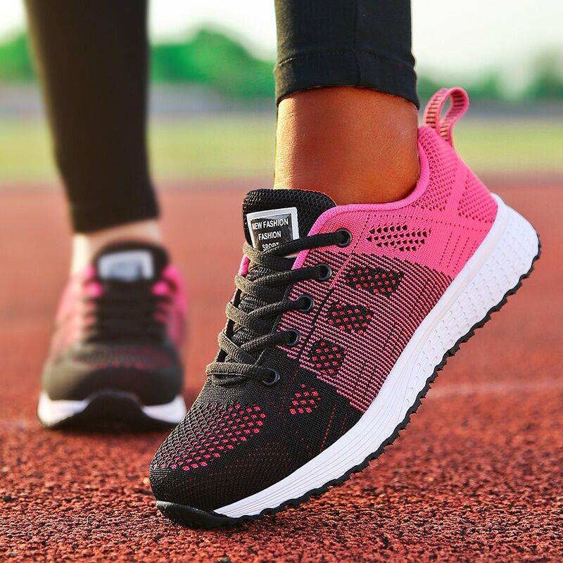 2024 nuevas zapatillas de deporte de moda para mujer, zapatillas transpirables para exteriores, zapatillas de deporte para mujer, tela de malla con cordones, calzado femenino, zapatos para mujer