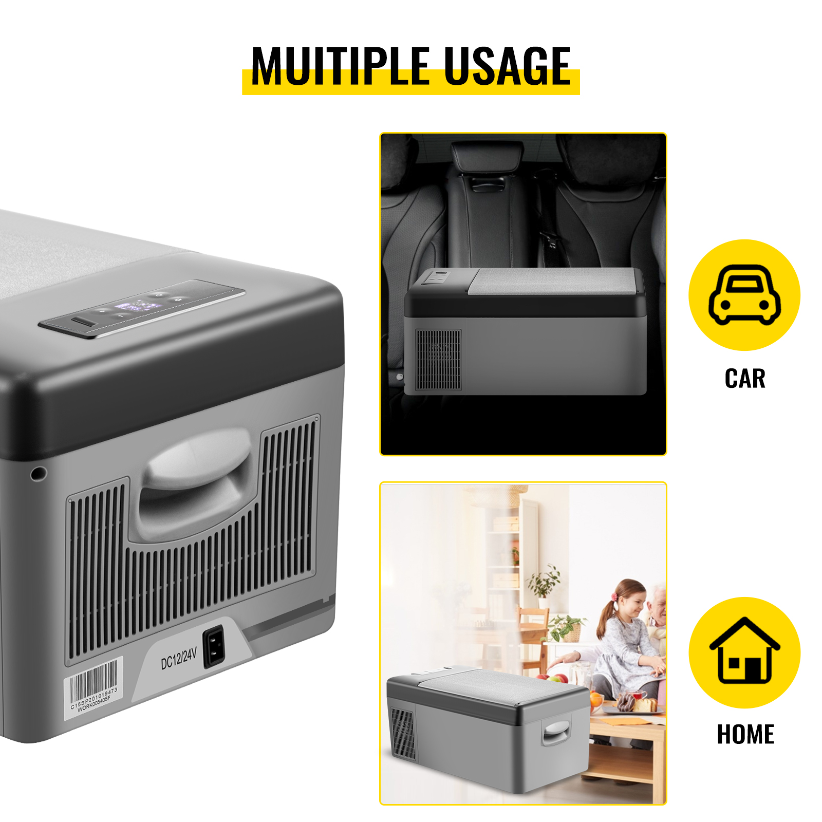 VEVOR 15L Mini frigorifero per auto frigorifero congelatore 12V/24V DC 110-240V AC 45W dispositivo di raffreddamento portatile per campeggio Picnic canottaggio Caravan Bar