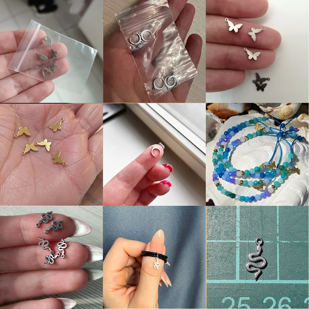 Eueavan 5 Cái/lốc Charms Thép Không Gỉ Đối Với Trang Sức Làm Cây Của Cuộc Sống Rắn Chữ Thập Bướm Mặt Dây Chuyền Mini Quyến Rũ Vòng Đeo Tay Tự Làm Phụ Kiện