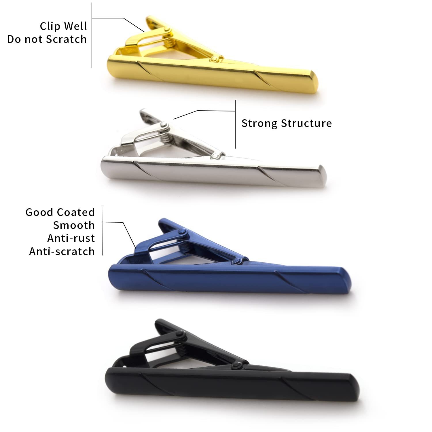 Pinzas de corbata de 5,8x0,6 cm para hombre, Kit de corbata firme para hombre, cierre de barra Simple LD01