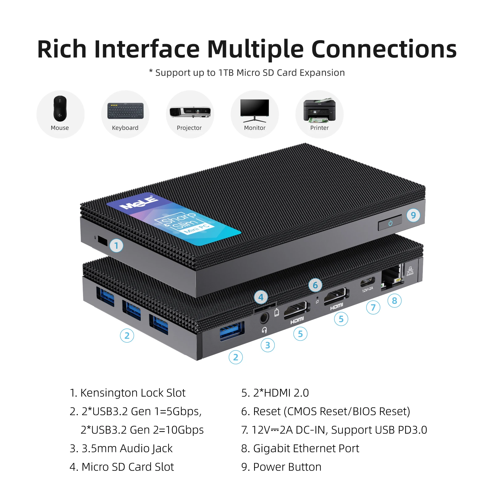 Mele mini pc windows 11 pro quieter3q n5105 lpddr4 8gb rom 128gb m.2 ssd (bis zu 2,90 ghz) dual hdmi2 4k 60hz bt 5.1 wi-fi 5 usb 3.0