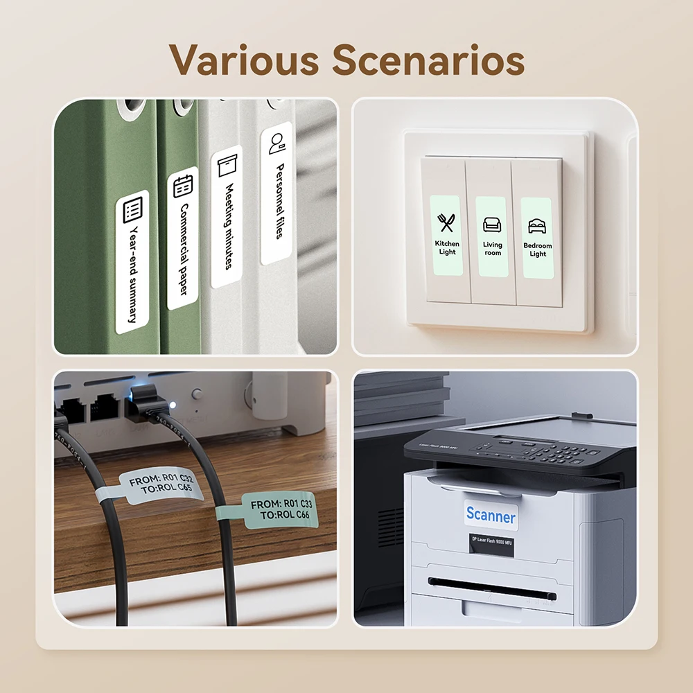 หลายสีริบบิ้นการพิมพ์ Thermal Transfer Labels สําหรับ Niimbot B18/N1 Label Maker Self-กาวสติกเกอร์สําหรับ Home Office สาย