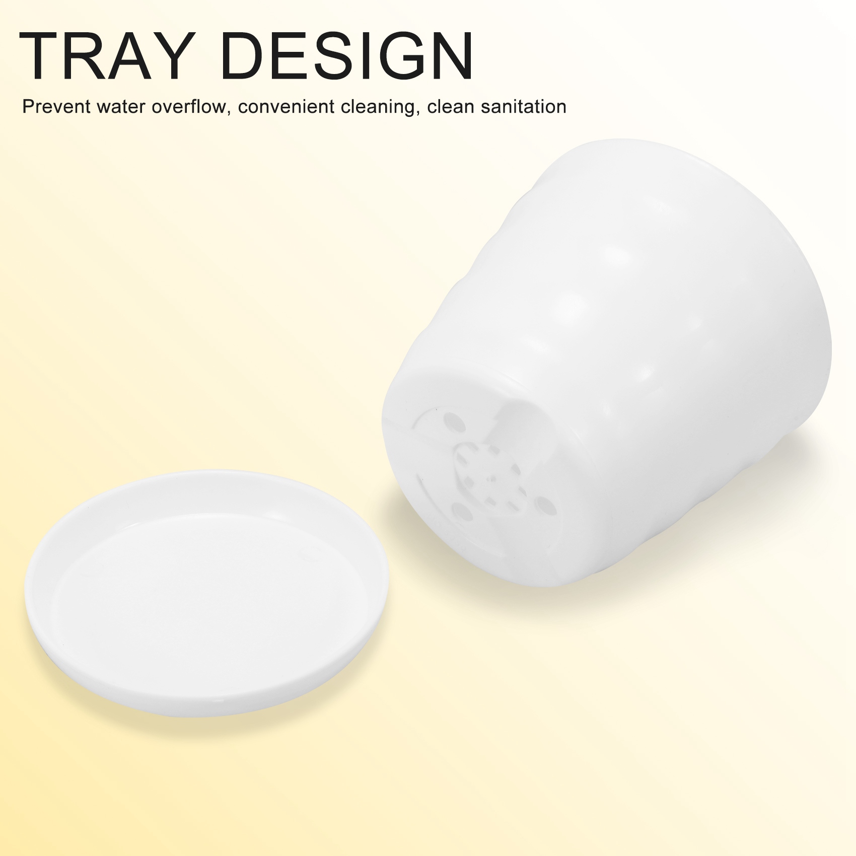 พลาสติกรอบดอกไม้หม้อชาวไร่ผู้ถือถาด Home Office Garden Decor สีขาว