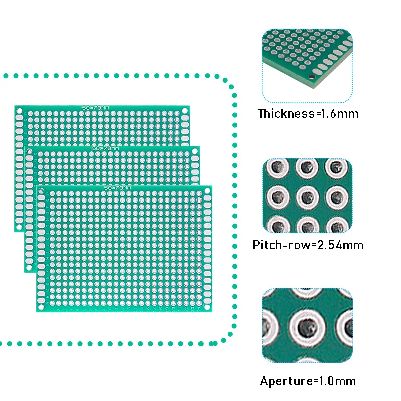 10/30/32 peças placa protótipo pcb dupla face diy protoboard universal 2x8cm 3x7cm 4x6cm 5x7cm 7x9cm, para arduino