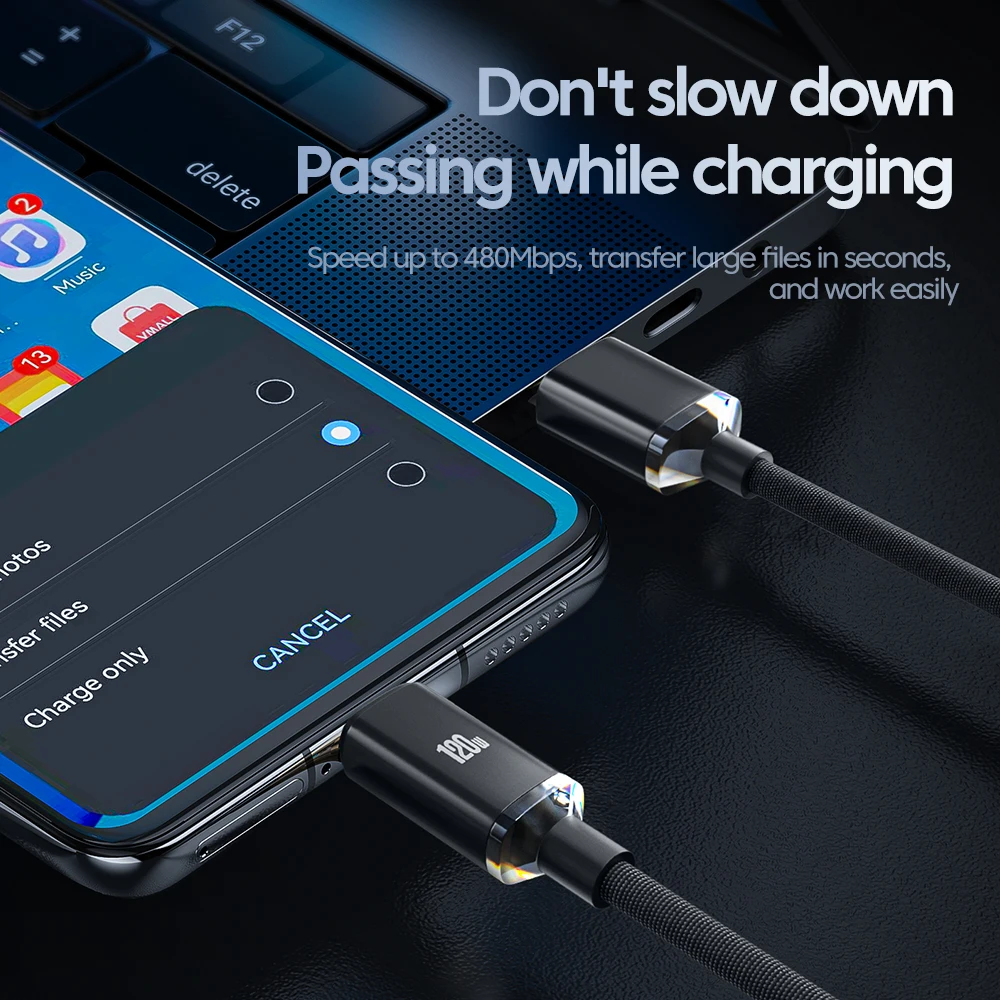 120W USB C สายชาร์จเร็ว 0.25M/1M/1.5M/2M Quick Charge 6A Super Fast Charger สำหรับซัมซุง เสี่ยวมี่ หัวเว่ยประเภท C