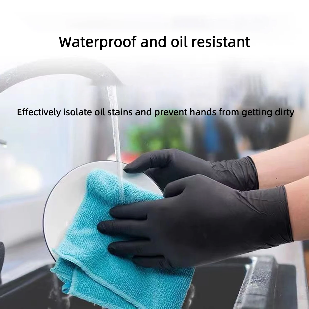 Guantes desechables de nitrilo puro negro, guantes duraderos para limpieza del hogar, adecuados para limpieza de cocina, tatuajes, salones de belleza