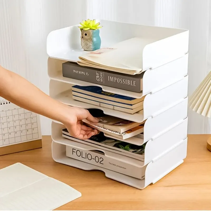 2PC Multi-verwenden Einfachen Stil Robuste Lagerung Box Stapelbare Desktop Datei Dokument Fach Organizer Horizontale A4 Größe Datei