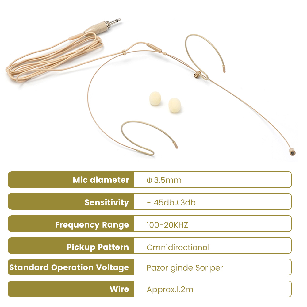 Double-Earhook Headset Microphone Headworn Omnidirectional Condenser Cartridge Microphone For Sennheiser For Shure Wireless