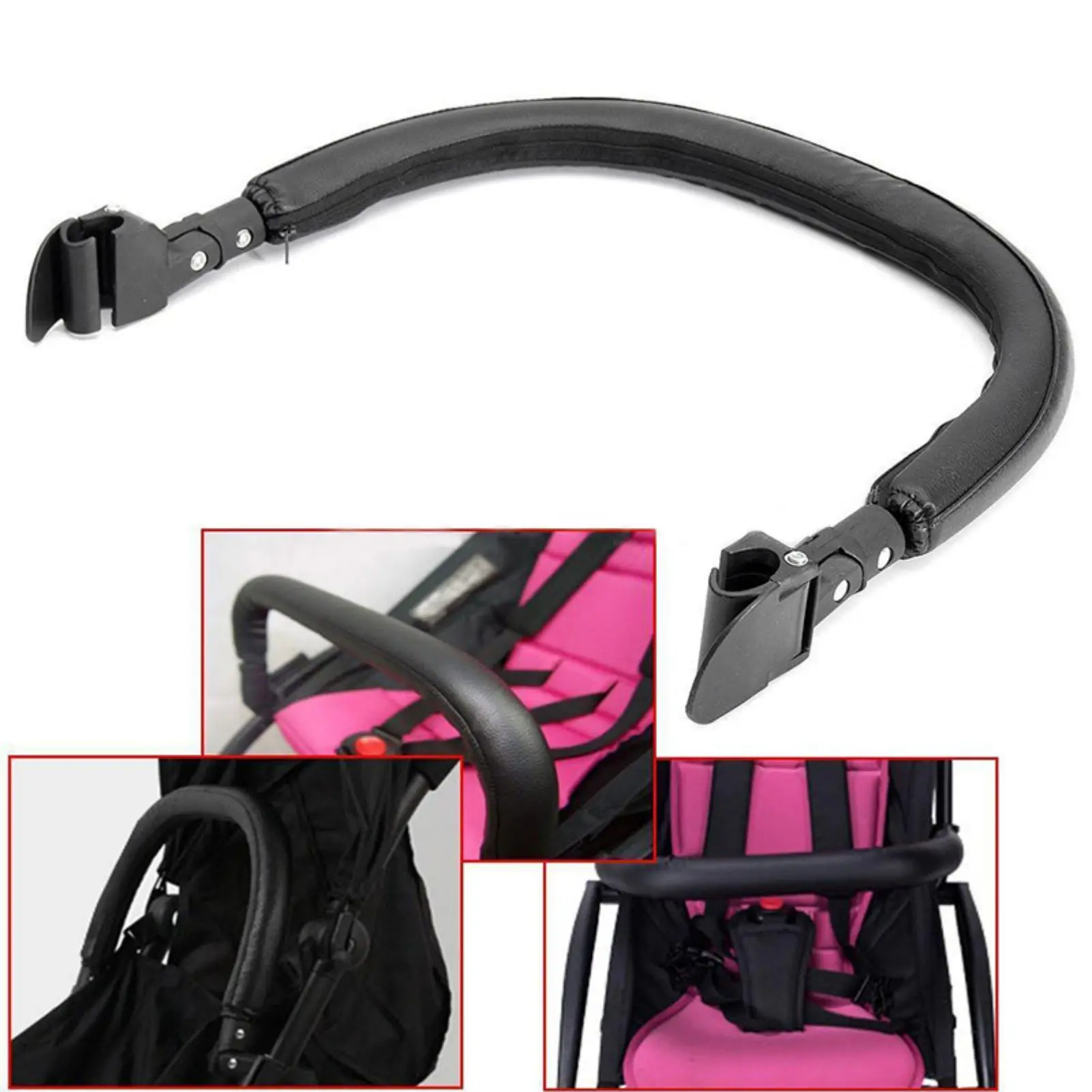 Baby Trolley Pushchair Armrest Handle, fácil de usar, Design Adequado para Substituição de Bumper Bar, Conveniente de instalar