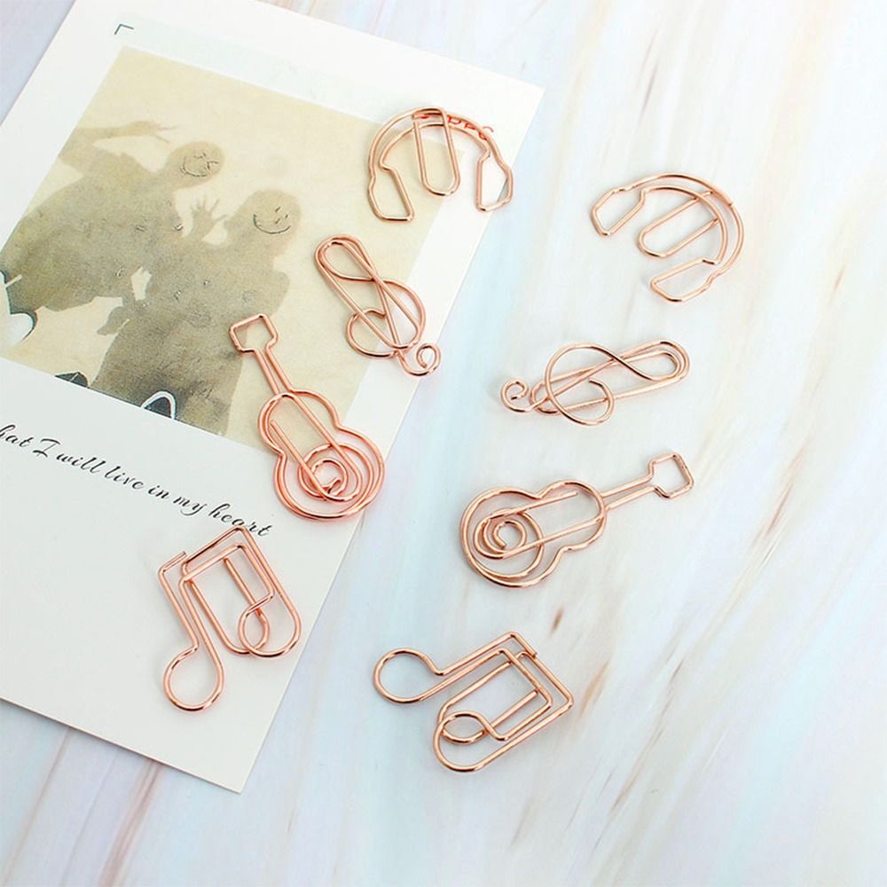 Music Note Paper Clips Creative Guitar Metal Memo Rustproof Document Organizing File Clamp Bookmark Clip School Supplies