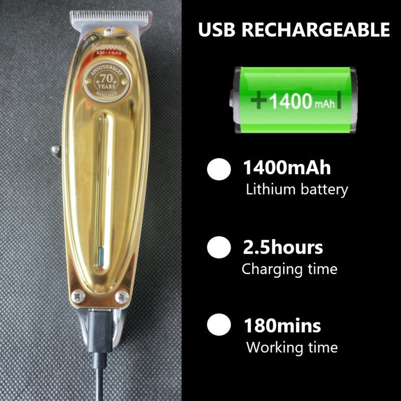 Kemei KM-1949 Pro elektryczny fryzjer w całości z metalu profesjonalna maszynka do włosów dla mężczyzn maszynka do strzyżenia włosów na brodzie wykańczająca maszyna do ścinania włosów