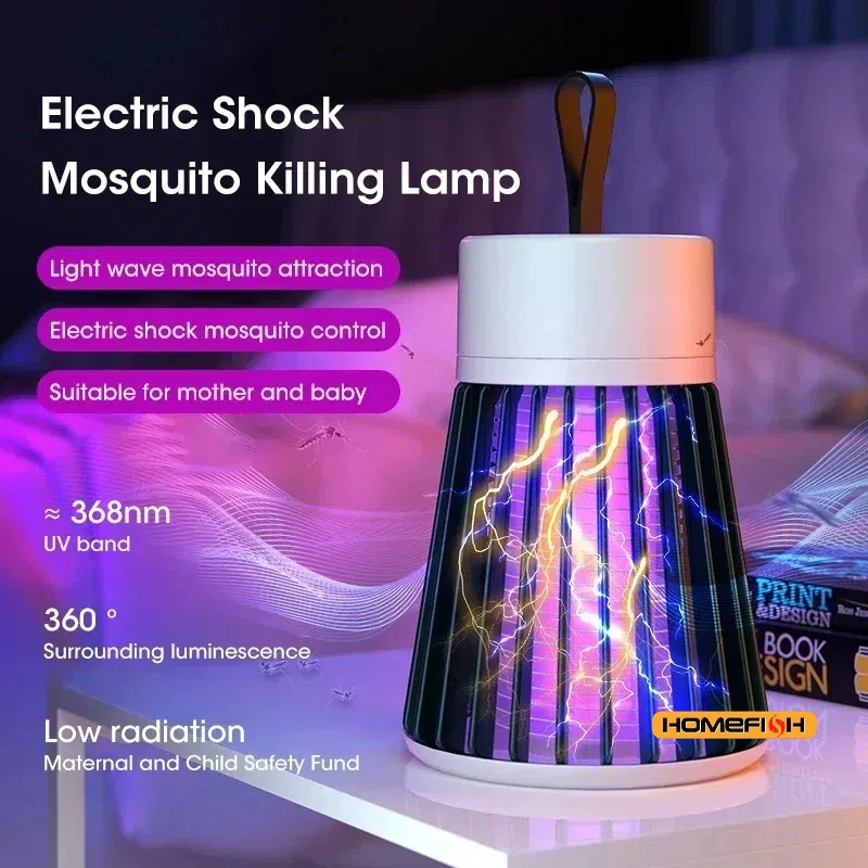Lampe anti-moustiques à choc électrique, 1 pièce, étanche, deux en un, pour chambre à coucher, usage extérieur, tue les mothes, guêpes, les moucherons plus!