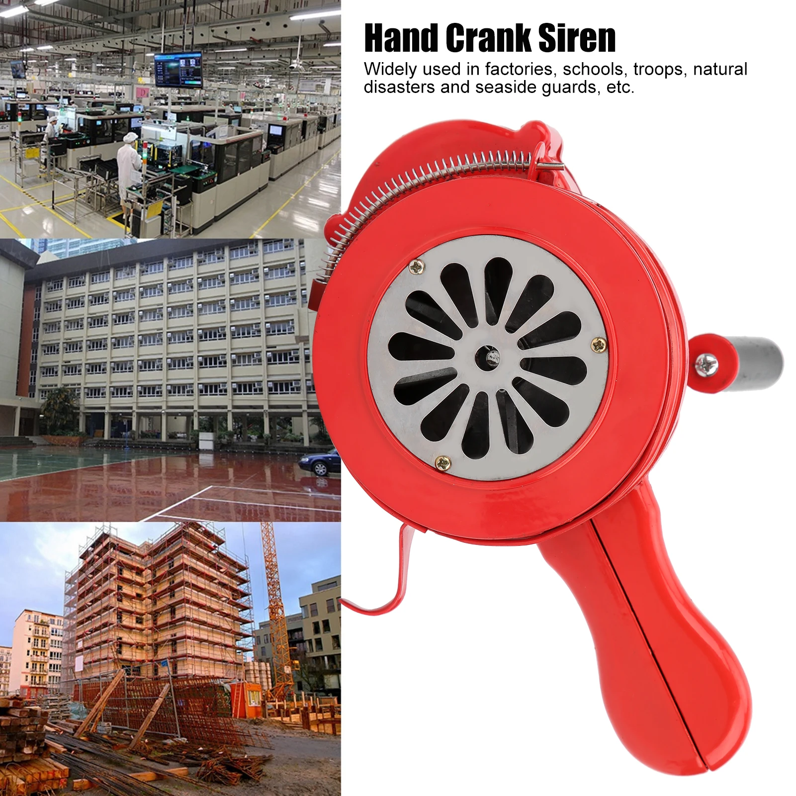 120DB Handleiding Metalen Alarm Handslinger Sirene Hoorn Luchtaanval Noodveiligheidswaarschuwingssirene Voor Brand Overstromingspreventie Ramp