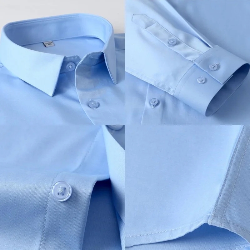 Nuove camicie da uomo antirughe Camicie eleganti a maniche lunghe per camicia slim fit Camicetta da lavoro sociale Camicia da ufficio bianca S-6XL