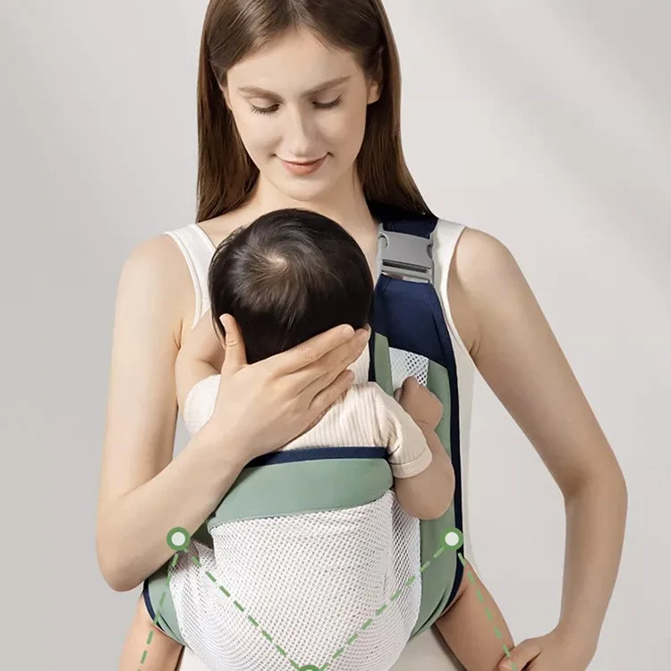 Nieuwe ergonomische draagzak vooraan met heupzitje Lichtgewicht draagdoek voor pasgeboren tot peuter 0-24M, rugzakken voor alle seizoenen
