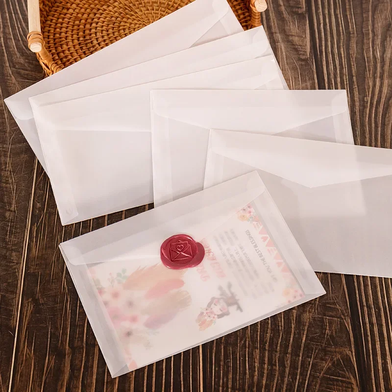 50 envelopes translúcidos para convite de casamento estilo europeu envelope de papel de ácido sulfúrico saco de armazenamento de negócios envelope