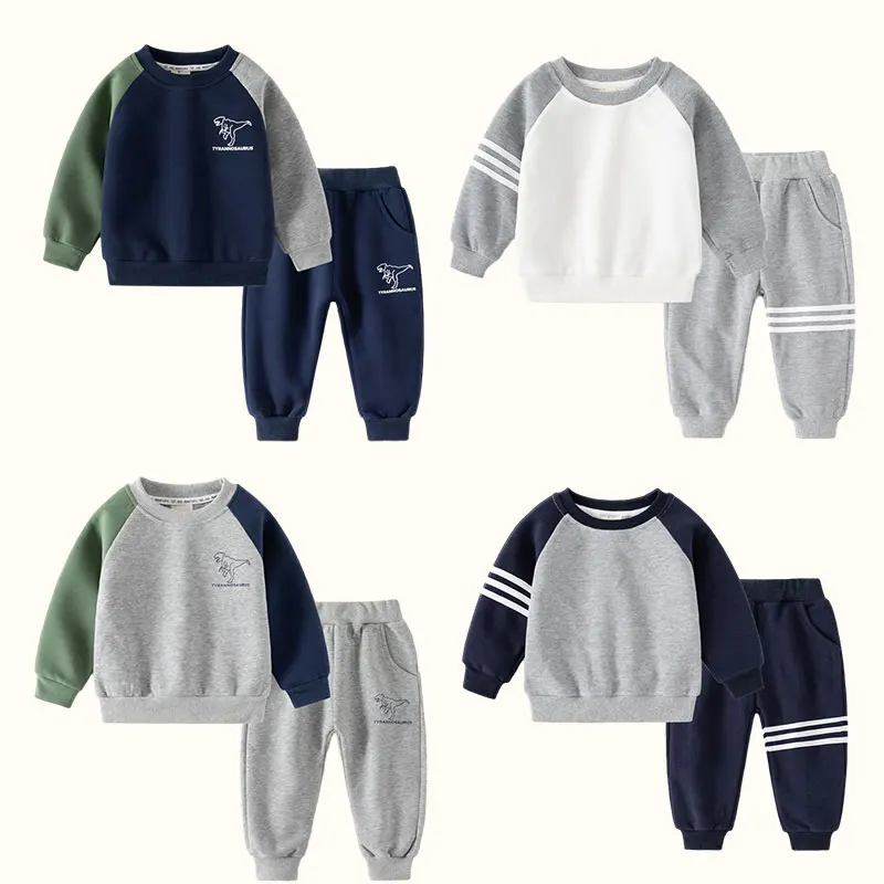 Neue Frühling Herbst Kinder Kleidung Set Farbe Patchwork Kinder Jungen Zwei-Stück Sets Kinder Junge Lässige Outfits Tops Hosen