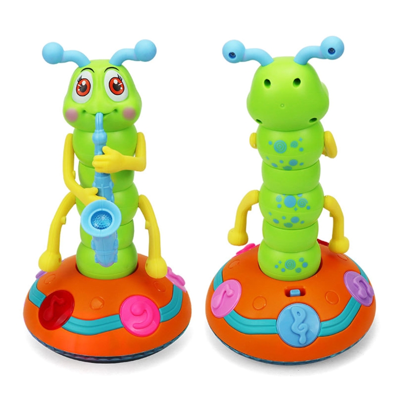 Dança musical saxofone lagarta brinquedo lanternas led divertido brinquedo de música elétrica para crianças presente perfeito para aprender playtime