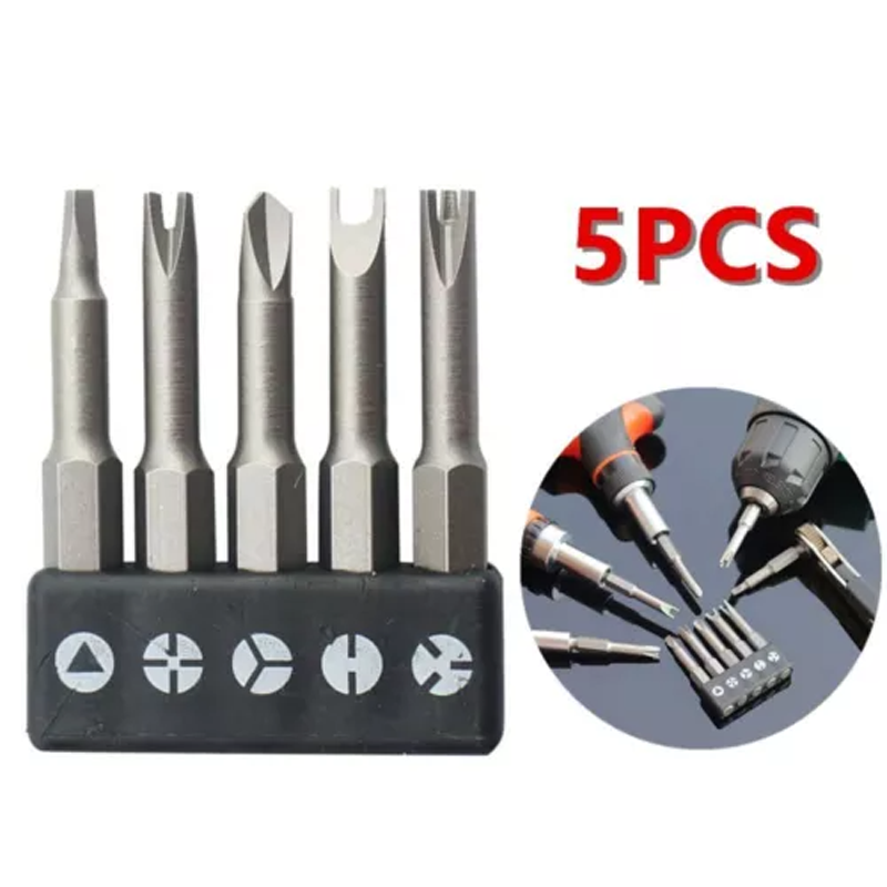 Precision Y U Shaped Triangle Screwdriver Magnetic Bit 1/4" Inner Cross Three Points Screw Driver Security Tip For Power Drill