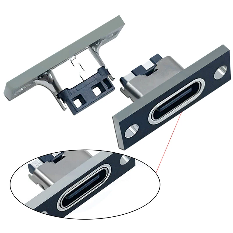 5PCS USB 3.1 Type C Socket With Screw Fixing Plate Type-C USB Jack 3.1 Type-C 2Pin 4Pin Female Connector Jack Charging Port