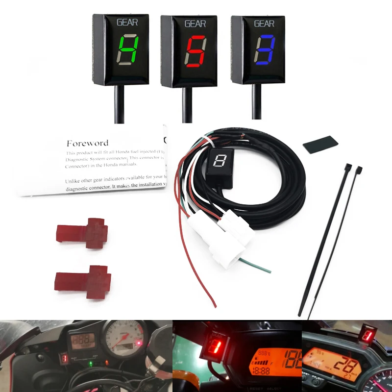 Para YZF R1 R6 FZ8 Mt03 MT-01 Fzs600 XJR400 FZ400 FZ6 Xv1900a Ys250 Xv1600A Xj6 enchufe de instalación con indicador de 1-6 velocidades