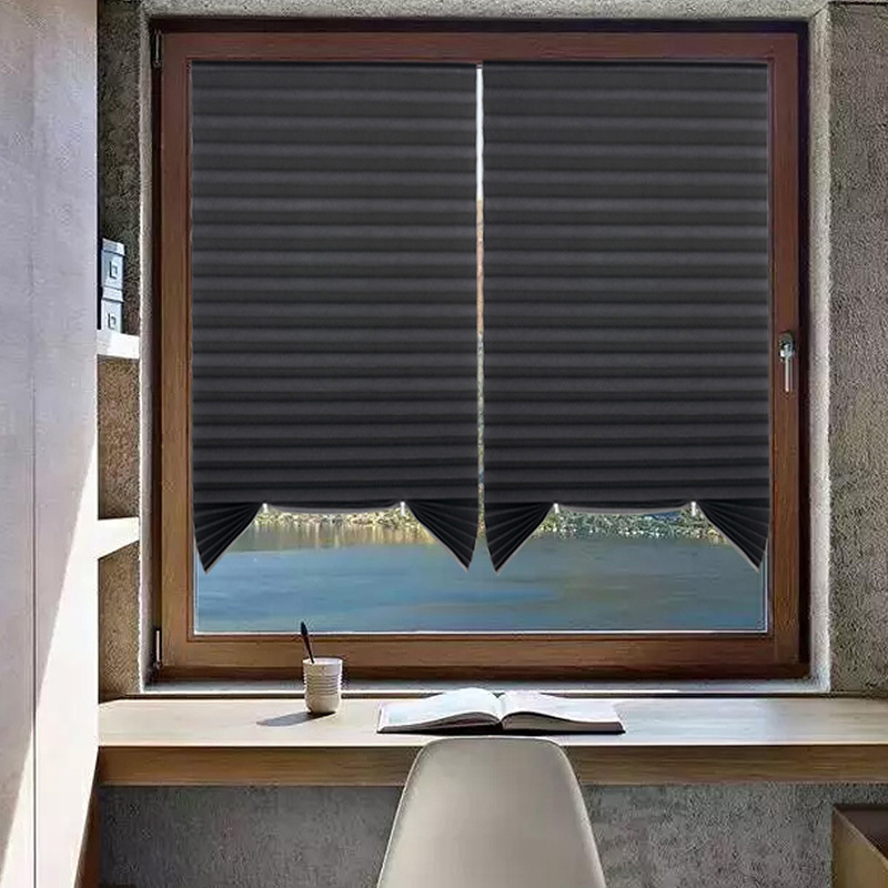 Cortinas de media ventana autoadhesivas, cortina plegable no tejida para baño, balcón, sala de estar, balcón, persianas plisadas