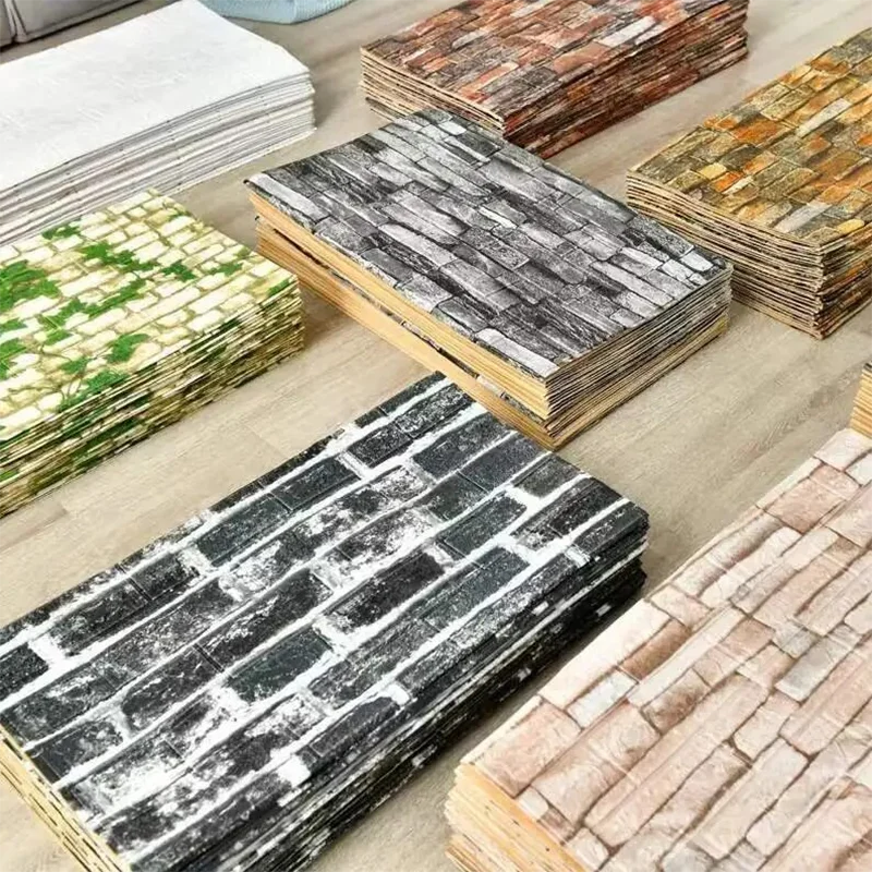 70 cm * 100 cm Carta da parati autoadesiva Sfondo Decorazione domestica moderna Adesivi murali impermeabili in PVC Schiuma 3D Fai da te Modello di mattoni Camera