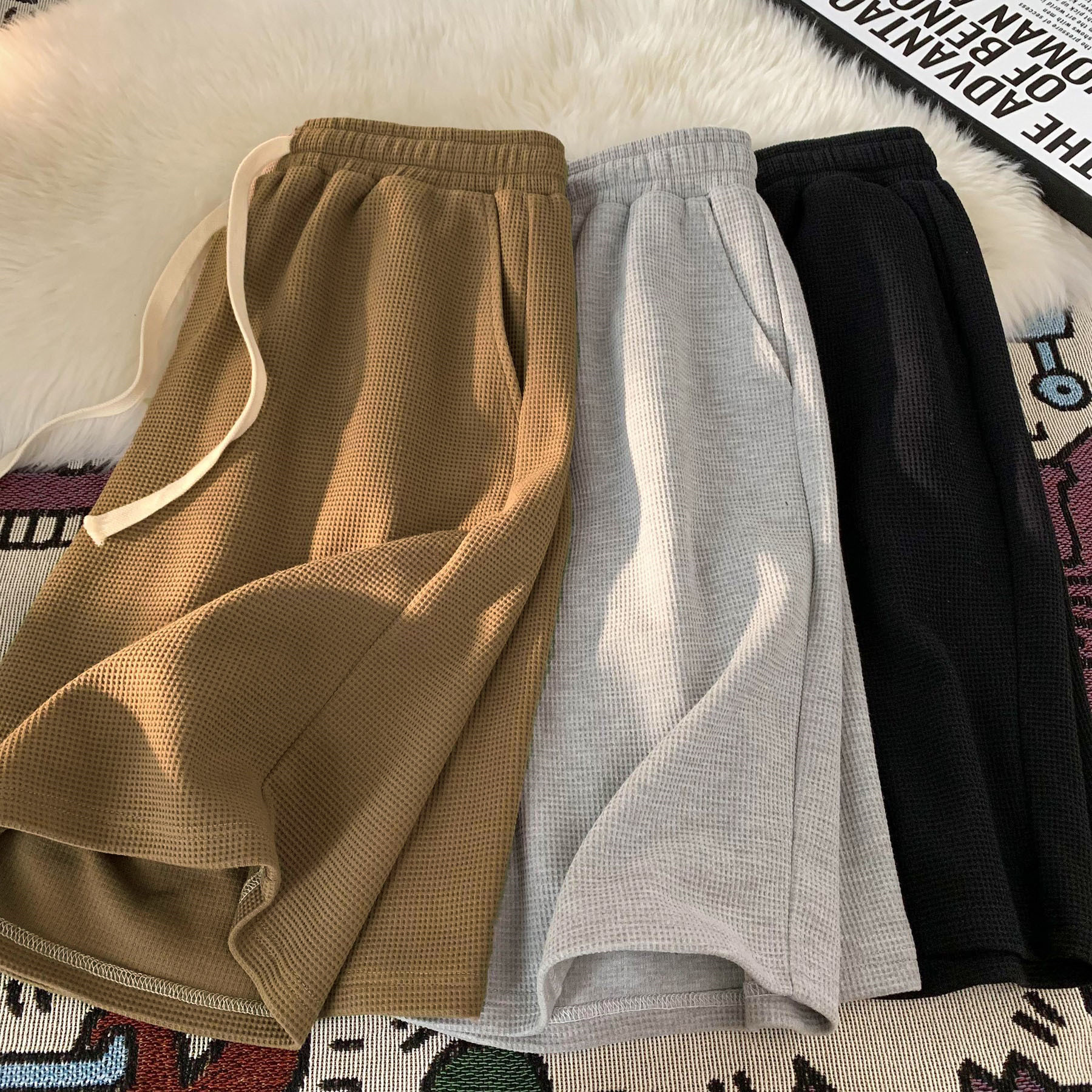 Estilo coreano walf verifica shorts para homens casual solto ajuste verão nova chegada na moda marca juventude roupas esportivas cinco minutos shorts para