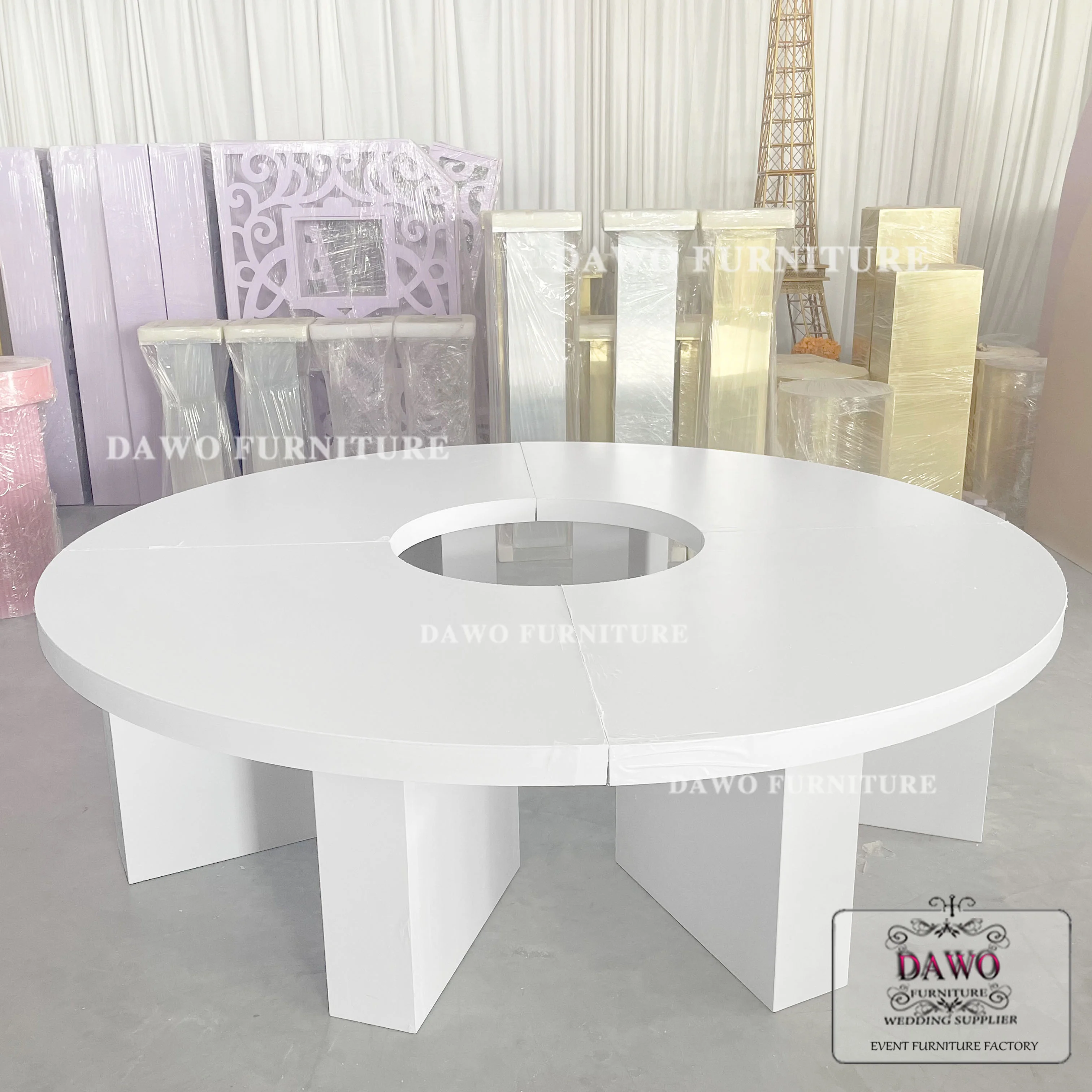 Children Kids Table White Plastic Mdf Big Round Event Party Table