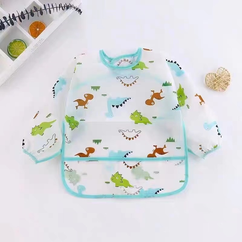 1 ชิ้นน่ารัก Bibs เด็กกันน้ําแขนยาวผ้ากันเปื้อนสัตว์การ์ตูนเด็กให้อาหารผ้ากันเปื้อน Bib Baby Stuf