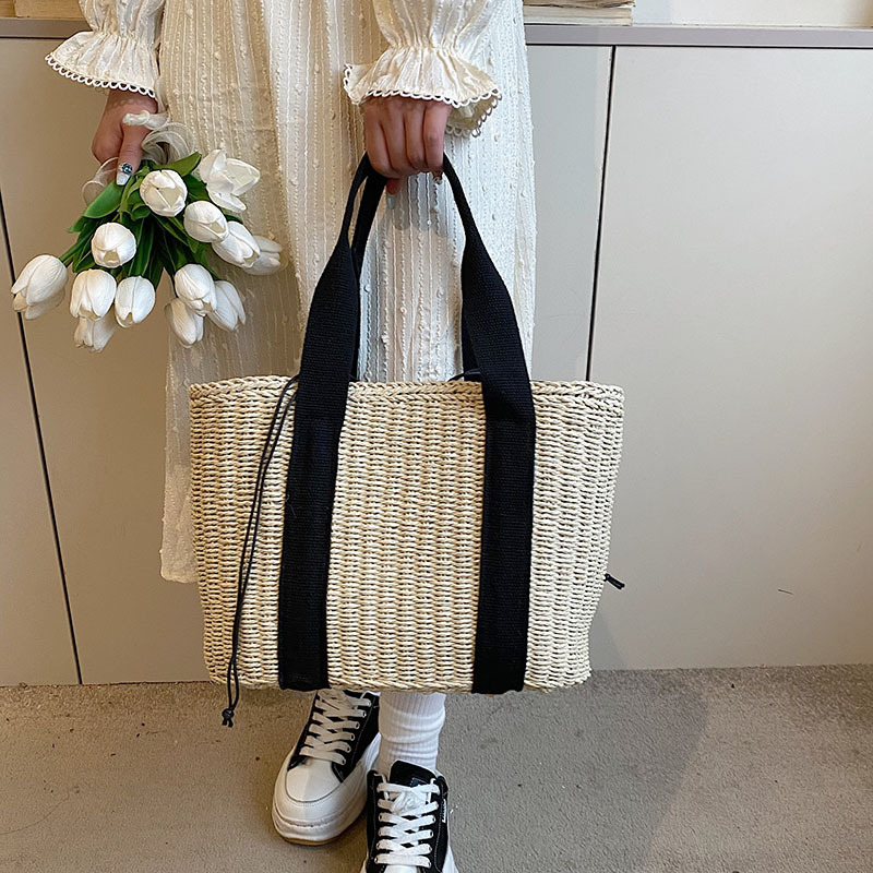 Rattan Woven Bag New Single-Shoulder Messenger Bag Dual-Use Bag Female Straw Travel Bag