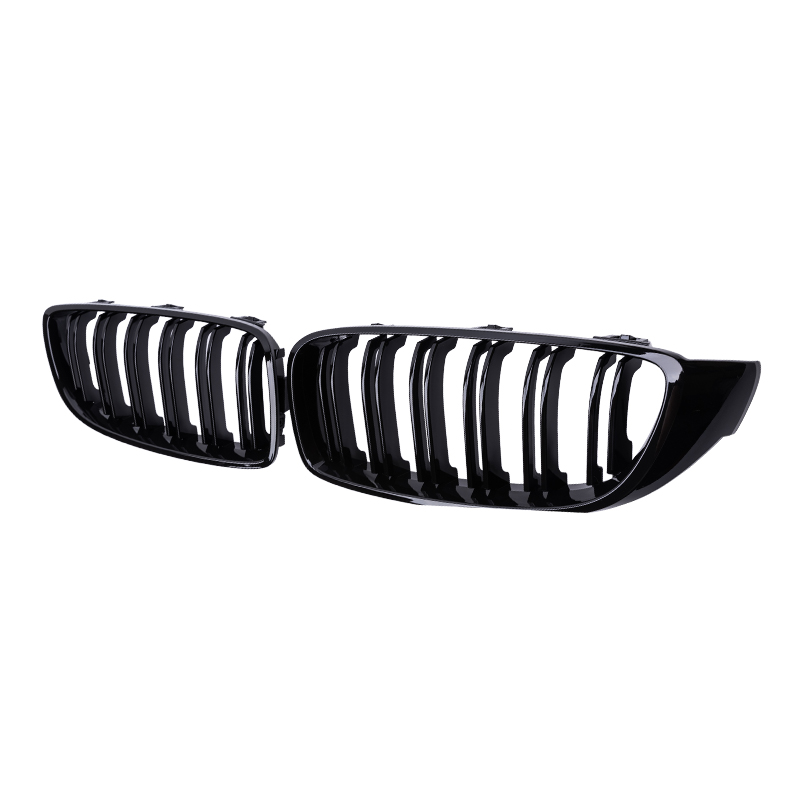 Pulleco-parrilla de parachoques delantero de coche, parrilla de carreras para BMW Serie 4 F32 F33 F36 M3 F80 M4 F82 12-18, accesorios negros brillantes de doble listón