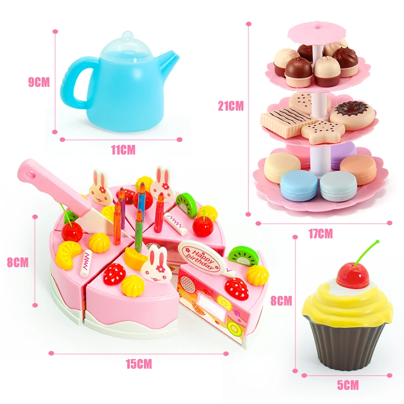 เค้กของเล่นเด็กหญิง DIY ของเล่นจำลองจำลองอาหารเด็กเล่นในครัวตัดชาเด็กของเล่นเพื่อการศึกษาสำหรับวันเกิด3ปี