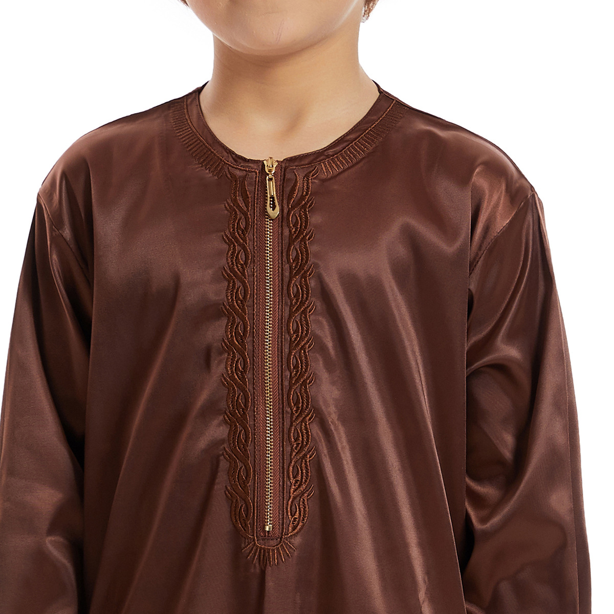 Crianças muçulmanas meninos jubba thobe sólido meio zíper abaya árabe islâmico médio oriente adolescente manga longa robe ramadan daffah roupas